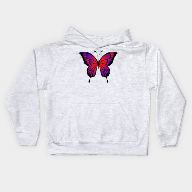 Ombré butterfly- red purple Kids Hoodie by Kristalclick 